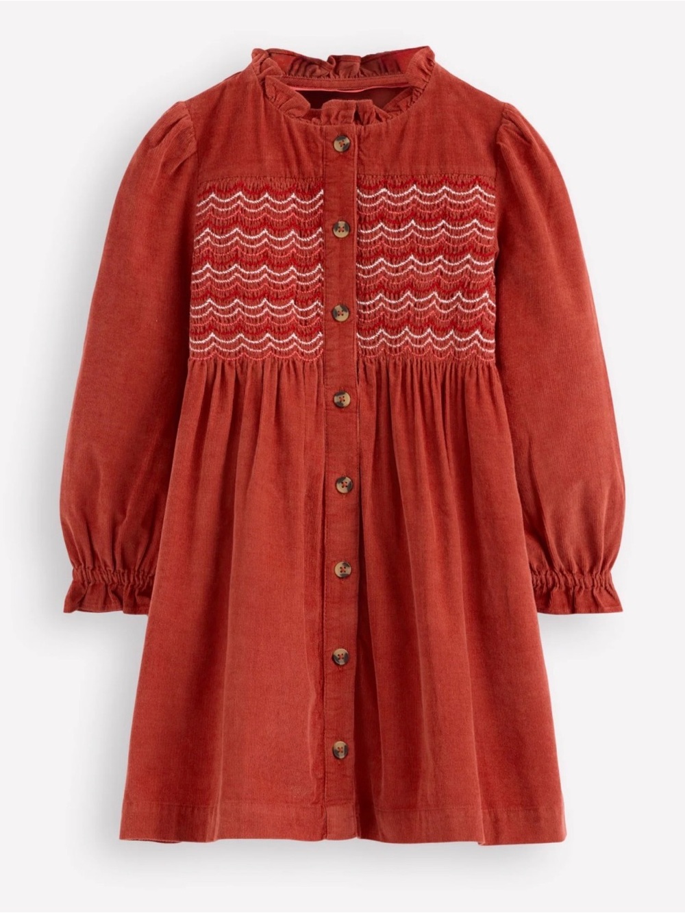 MINI BODEN Suki Long Sleeve Smocked Dress in Copper - 10-11Y